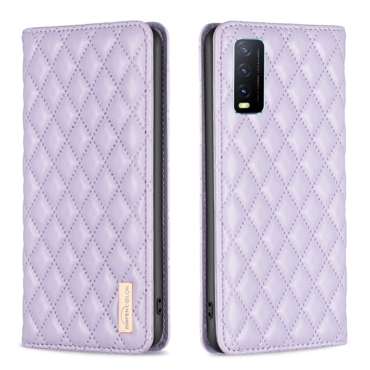 Custodia per telefono a conchiglia in pelle magnetica Diamond Lattice, For vivo Y20, For vivo Y21s / Y21 / Y33s, For vivo Y35 4G / Y22s, For vivo Y51 2020 / Y51a / Y51s