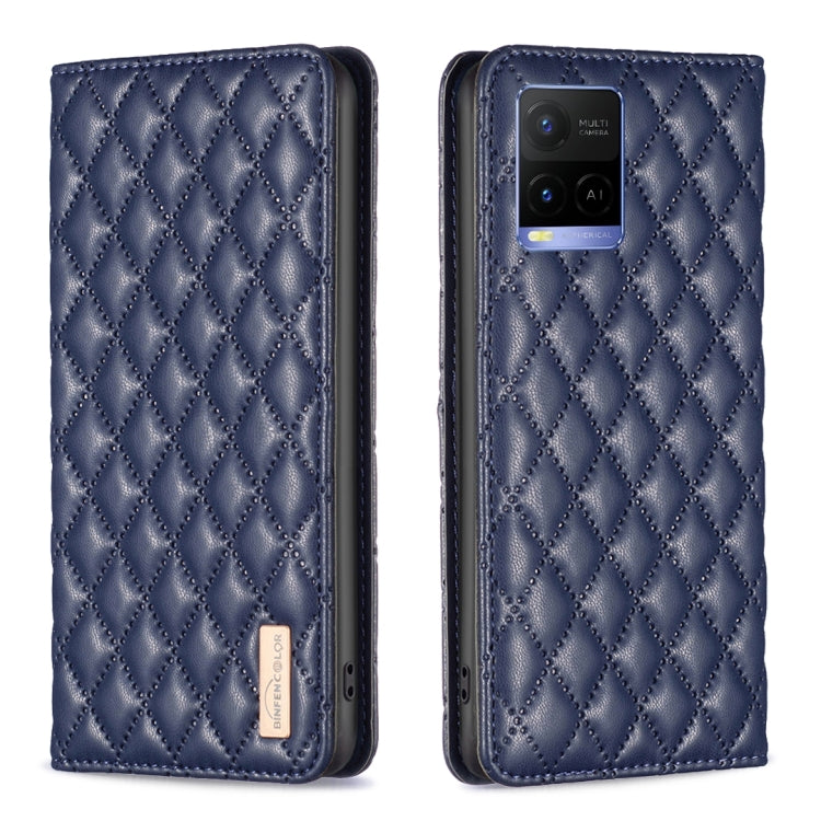 Custodia per telefono a conchiglia in pelle magnetica Diamond Lattice, For vivo Y20, For vivo Y21s / Y21 / Y33s, For vivo Y35 4G / Y22s, For vivo Y51 2020 / Y51a / Y51s