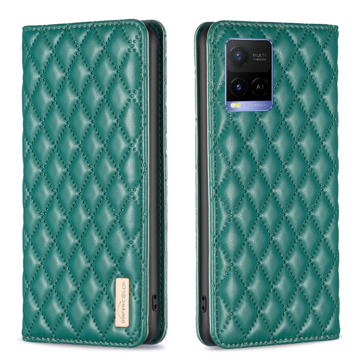 Custodia per telefono a conchiglia in pelle magnetica Diamond Lattice, For vivo Y20, For vivo Y21s / Y21 / Y33s, For vivo Y35 4G / Y22s, For vivo Y51 2020 / Y51a / Y51s