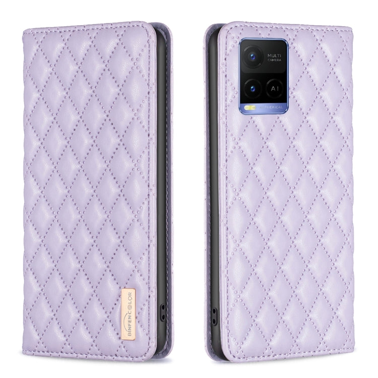 Custodia per telefono a conchiglia in pelle magnetica Diamond Lattice, For vivo Y20, For vivo Y21s / Y21 / Y33s, For vivo Y35 4G / Y22s, For vivo Y51 2020 / Y51a / Y51s