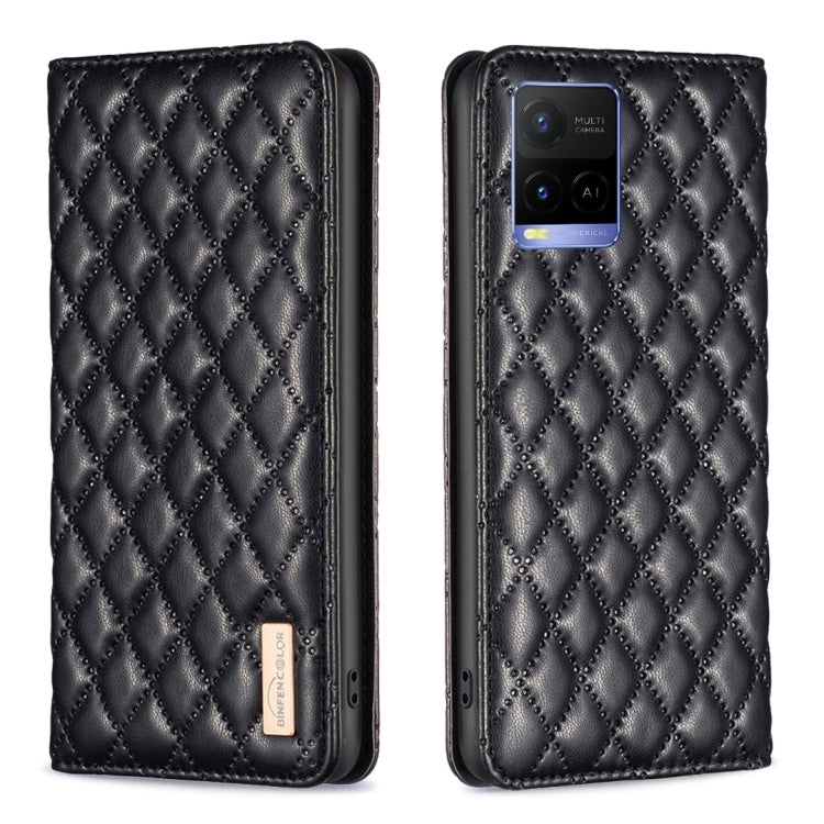 Custodia per telefono a conchiglia in pelle magnetica Diamond Lattice, For vivo Y20, For vivo Y21s / Y21 / Y33s, For vivo Y35 4G / Y22s, For vivo Y51 2020 / Y51a / Y51s
