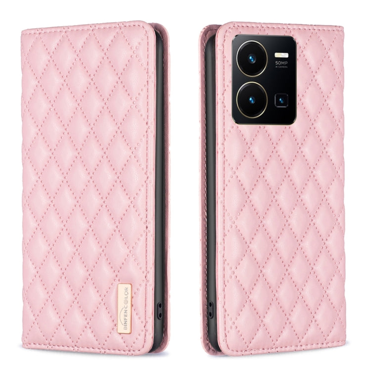 Custodia per telefono a conchiglia in pelle magnetica Diamond Lattice, For vivo Y20, For vivo Y21s / Y21 / Y33s, For vivo Y35 4G / Y22s, For vivo Y51 2020 / Y51a / Y51s