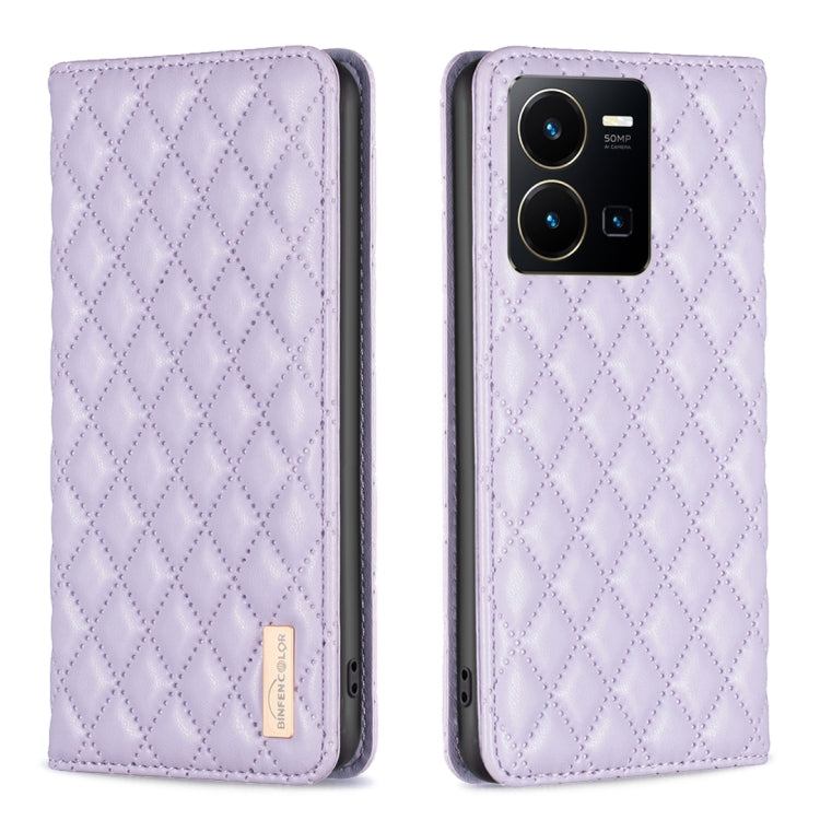 Custodia per telefono a conchiglia in pelle magnetica Diamond Lattice, For vivo Y20, For vivo Y21s / Y21 / Y33s, For vivo Y35 4G / Y22s, For vivo Y51 2020 / Y51a / Y51s