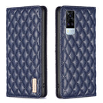 Custodia per telefono a conchiglia in pelle magnetica Diamond Lattice, For vivo Y20, For vivo Y21s / Y21 / Y33s, For vivo Y35 4G / Y22s, For vivo Y51 2020 / Y51a / Y51s