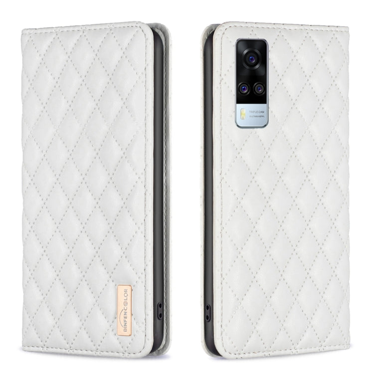 Custodia per telefono a conchiglia in pelle magnetica Diamond Lattice, For vivo Y20, For vivo Y21s / Y21 / Y33s, For vivo Y35 4G / Y22s, For vivo Y51 2020 / Y51a / Y51s