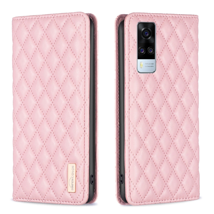 Custodia per telefono a conchiglia in pelle magnetica Diamond Lattice, For vivo Y20, For vivo Y21s / Y21 / Y33s, For vivo Y35 4G / Y22s, For vivo Y51 2020 / Y51a / Y51s