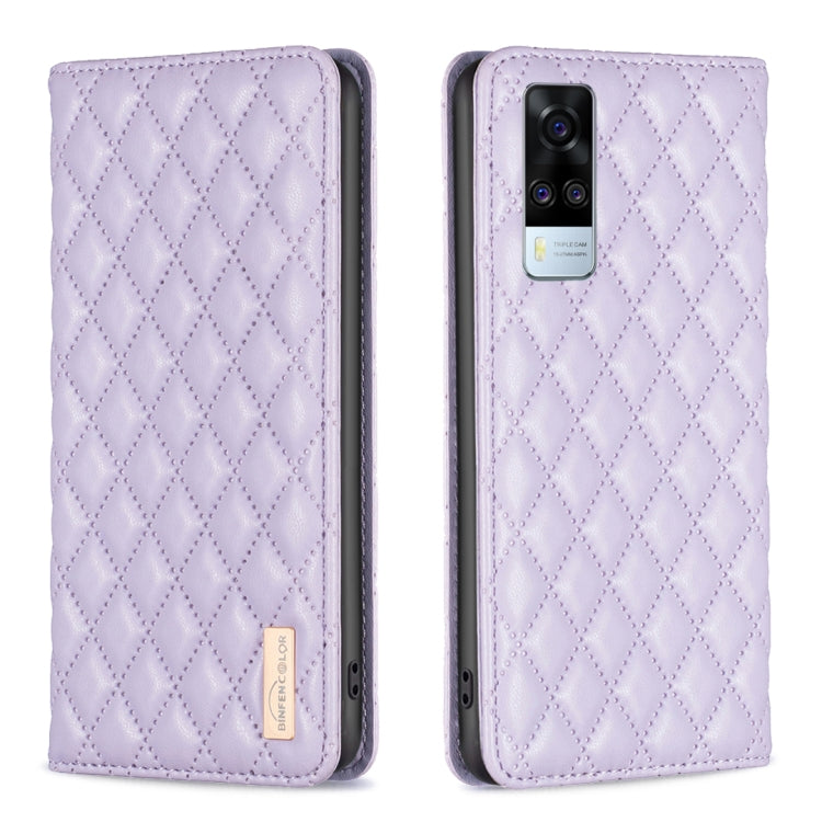 Custodia per telefono a conchiglia in pelle magnetica Diamond Lattice, For vivo Y20, For vivo Y21s / Y21 / Y33s, For vivo Y35 4G / Y22s, For vivo Y51 2020 / Y51a / Y51s