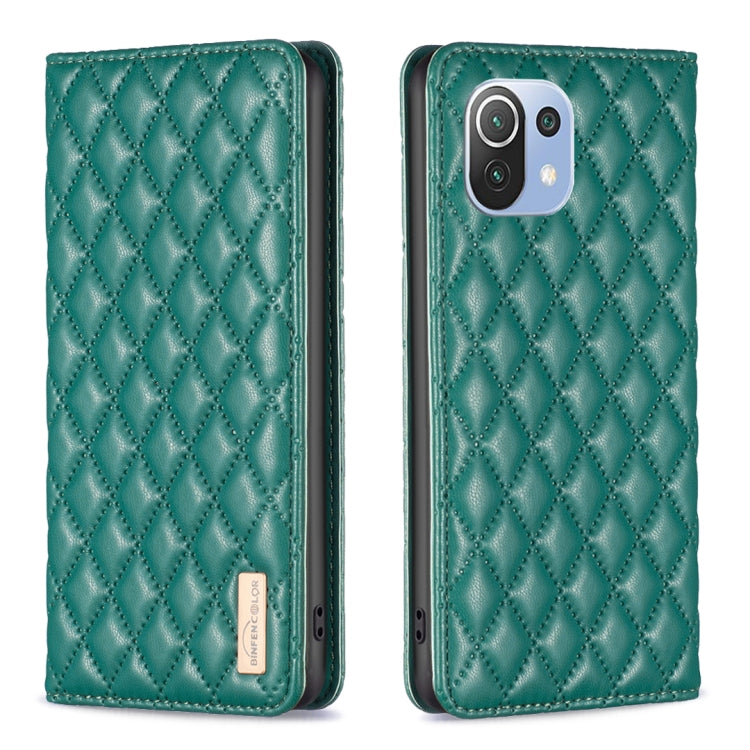 Custodia per telefono a conchiglia in pelle magnetica Diamond Lattice, For Xiaomi Redmi Note 10 Pro / 10 Pro Max, For Xiaomi Mi 11 Lite, For Xiaomi Mi 11i / Poco F3 / Redmi K40, For Xiaomi 11T / 11T Pro