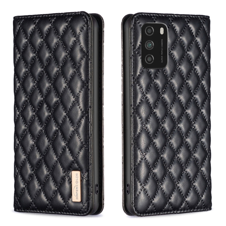Custodia per telefono a conchiglia in pelle magnetica Diamond Lattice, For Xiaomi Poco M3, For Xiaomi Poco M3 Pro, For Xiaomi Poco X3 / X3 NFC