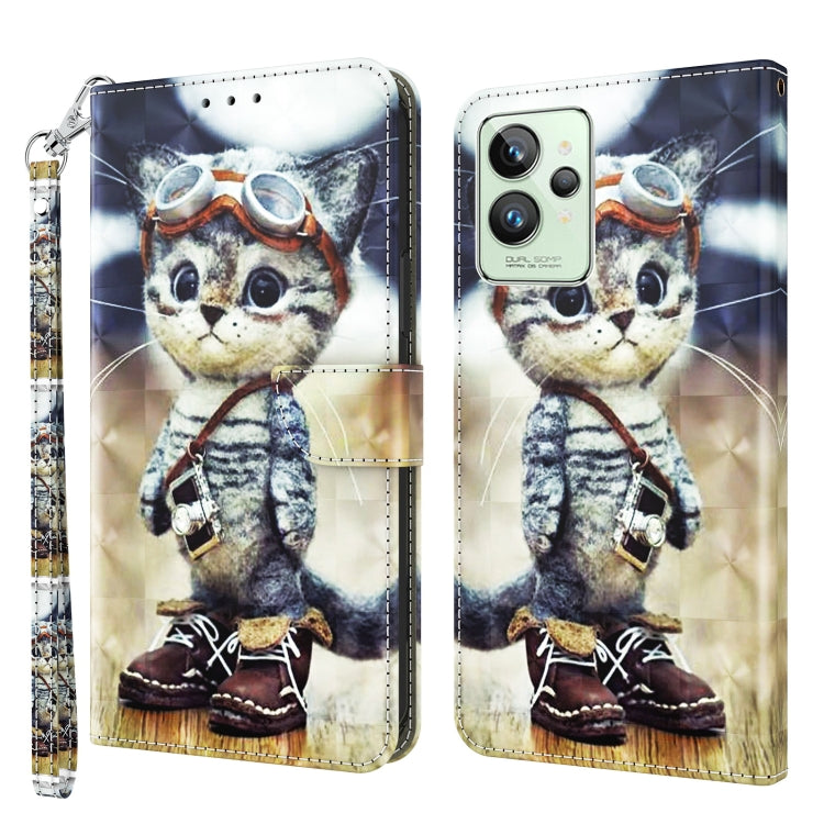 Custodia per telefono in pelle verniciata 3D, For Realme GT2 / GT Neo2 / GT Neo 3T, For Realme GT2 Pro