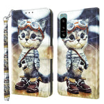 Custodia per telefono in pelle verniciata 3D, For Sony Xperia 5 IV, For Motorola Moto E22