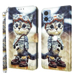 Custodia per telefono in pelle verniciata 3D, For Sony Xperia 5 IV, For Motorola Moto E22