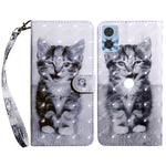 Custodia per telefono in pelle verniciata 3D, For Sony Xperia 5 IV, For Motorola Moto E22
