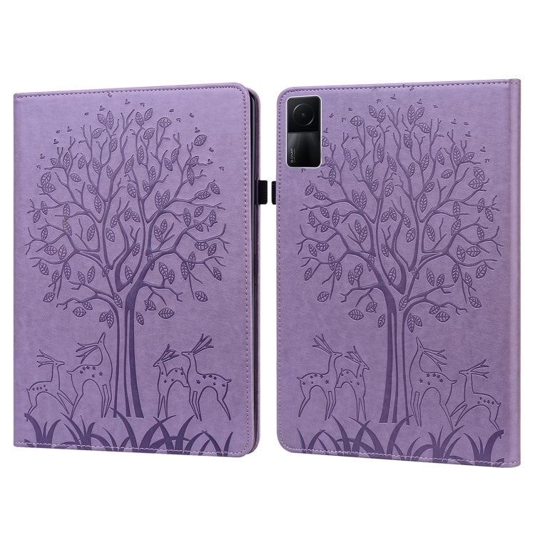 Custodia per tablet in pelle con stampa pressata motivo albero e cervo, For Xiaomi Redmi Pad 10.61 2022
