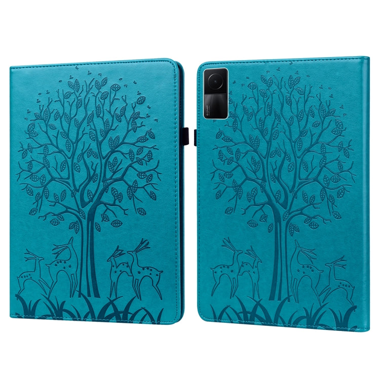 Custodia per tablet in pelle con stampa pressata motivo albero e cervo, For Xiaomi Redmi Pad 10.61 2022
