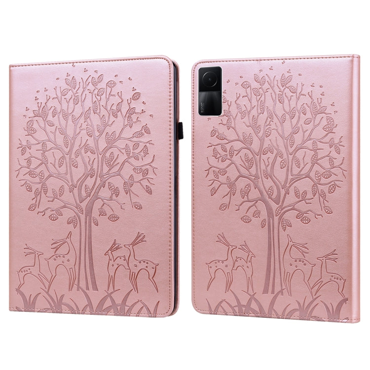 Custodia per tablet in pelle con stampa pressata motivo albero e cervo, For Xiaomi Redmi Pad 10.61 2022