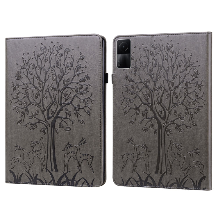 Custodia per tablet in pelle con stampa pressata motivo albero e cervo, For Xiaomi Redmi Pad 10.61 2022