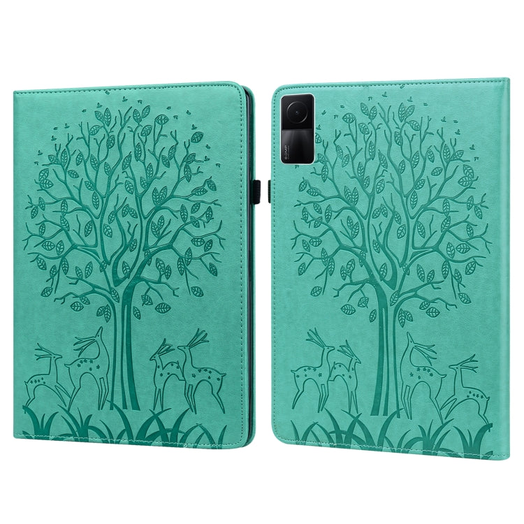 Custodia per tablet in pelle con stampa pressata motivo albero e cervo, For Xiaomi Redmi Pad 10.61 2022