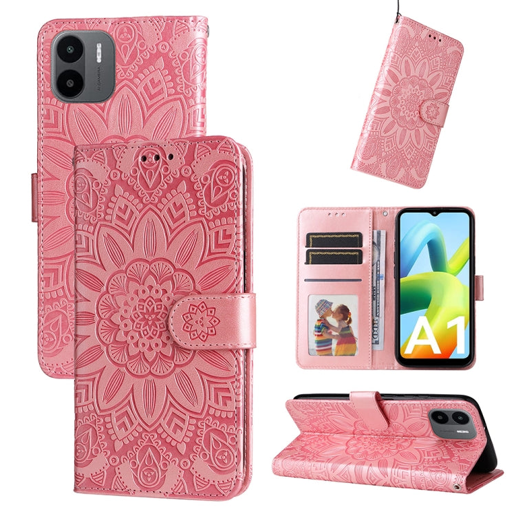 Custodia per telefono in pelle di girasole goffrata, For Xiaomi Redmi A1 4G, For Xiaomi 12T / 12T Pro / Redmi K50 Ultra