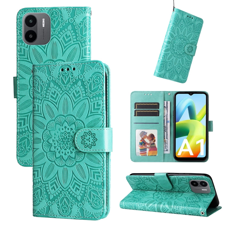 Custodia per telefono in pelle di girasole goffrata, For Xiaomi Redmi A1 4G, For Xiaomi 12T / 12T Pro / Redmi K50 Ultra