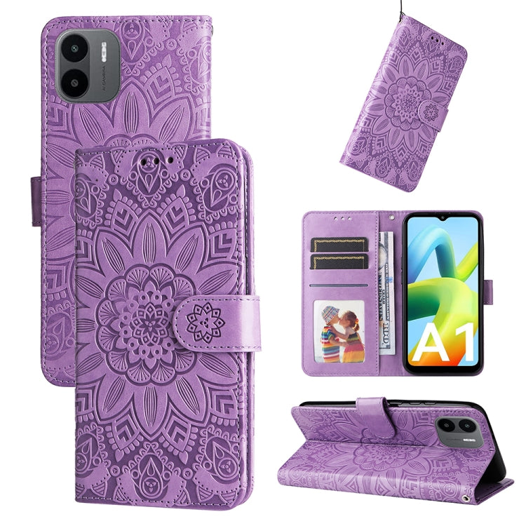 Custodia per telefono in pelle di girasole goffrata, For Xiaomi Redmi A1 4G, For Xiaomi 12T / 12T Pro / Redmi K50 Ultra