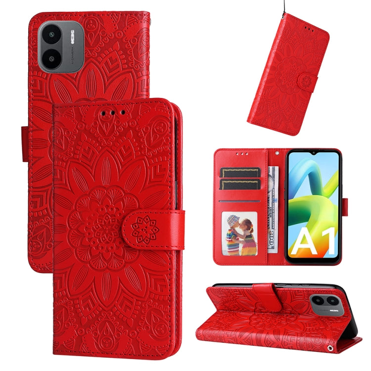 Custodia per telefono in pelle di girasole goffrata, For Xiaomi Redmi A1 4G, For Xiaomi 12T / 12T Pro / Redmi K50 Ultra