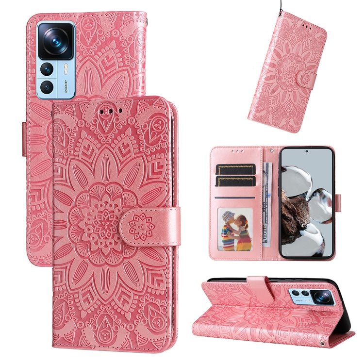 Custodia per telefono in pelle di girasole goffrata, For Xiaomi Redmi A1 4G, For Xiaomi 12T / 12T Pro / Redmi K50 Ultra