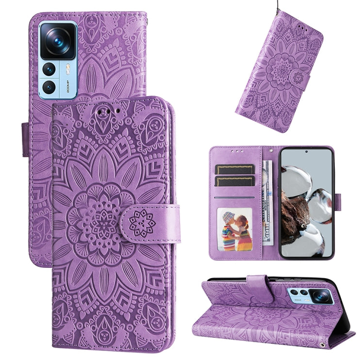 Custodia per telefono in pelle di girasole goffrata, For Xiaomi Redmi A1 4G, For Xiaomi 12T / 12T Pro / Redmi K50 Ultra