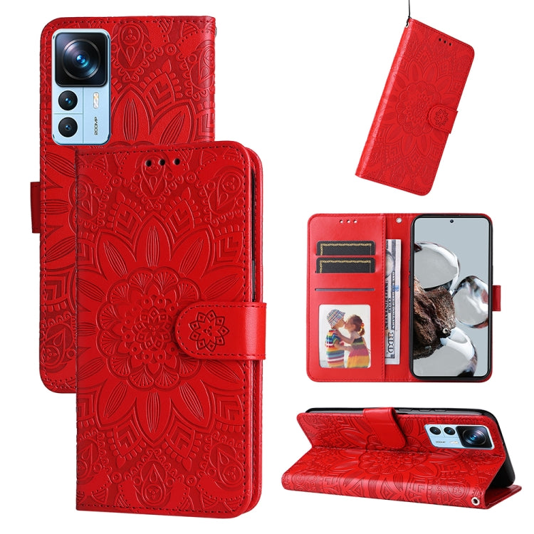 Custodia per telefono in pelle di girasole goffrata, For Xiaomi Redmi A1 4G, For Xiaomi 12T / 12T Pro / Redmi K50 Ultra