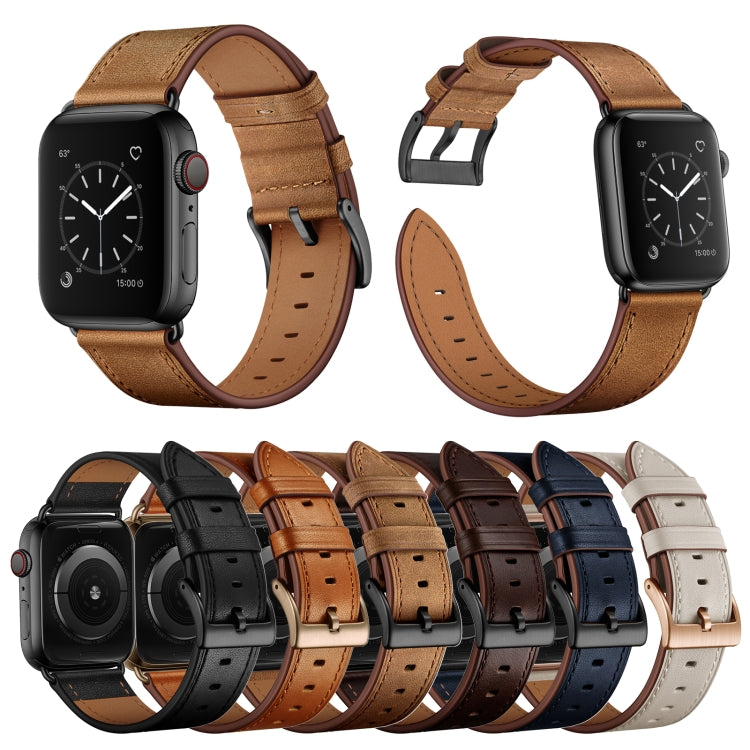 Cinturino classico in vera pelle di vacchetta, For Apple Watch Ultra 49mm / Series 8&7 45mm / SE 2&6&SE&5&4 44mm / 3&2&1 42mm, For Apple Watch Series 8&7 41mm / SE 2&6&SE&5&4 40mm / 3&2&1 38mm