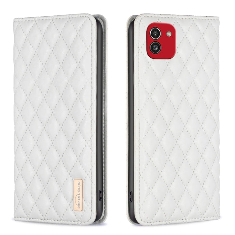 Custodia per telefono a conchiglia in pelle magnetica Diamond Lattice, For Samsung Galaxy A03 166mm, For Samsung Galaxy A03s / A02s, For Samsung Galaxy A04 4G, For Samsung Galaxy A12