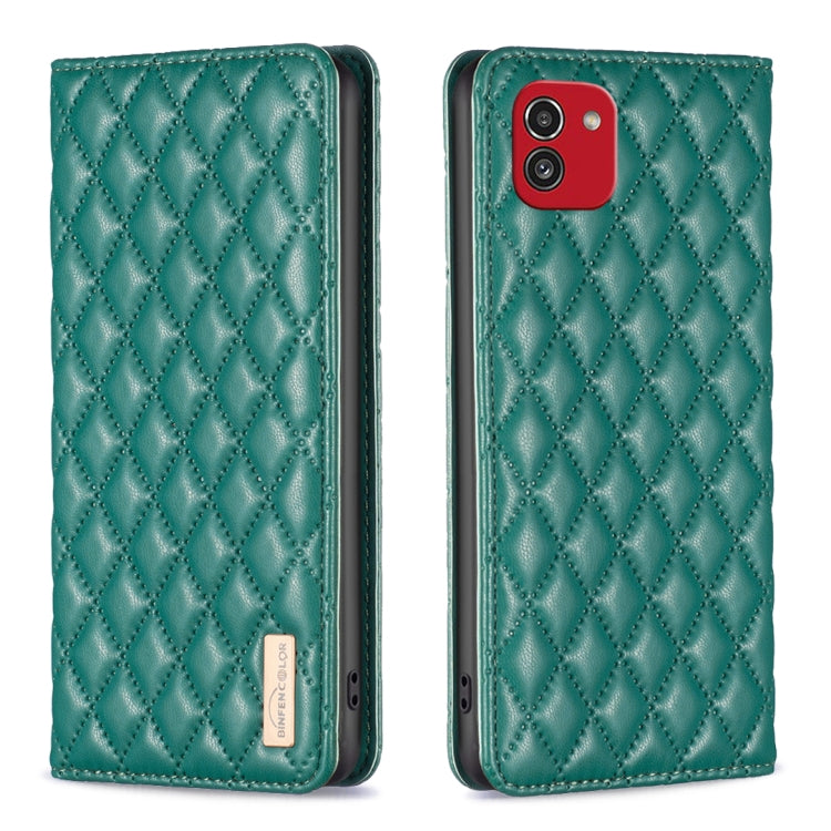 Custodia per telefono a conchiglia in pelle magnetica Diamond Lattice, For Samsung Galaxy A03 166mm, For Samsung Galaxy A03s / A02s, For Samsung Galaxy A04 4G, For Samsung Galaxy A12