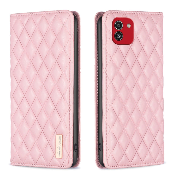 Custodia per telefono a conchiglia in pelle magnetica Diamond Lattice, For Samsung Galaxy A03 166mm, For Samsung Galaxy A03s / A02s, For Samsung Galaxy A04 4G, For Samsung Galaxy A12