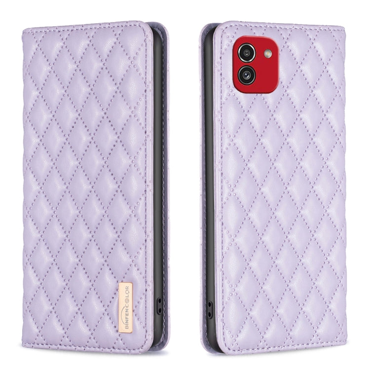 Custodia per telefono a conchiglia in pelle magnetica Diamond Lattice, For Samsung Galaxy A03 166mm, For Samsung Galaxy A03s / A02s, For Samsung Galaxy A04 4G, For Samsung Galaxy A12