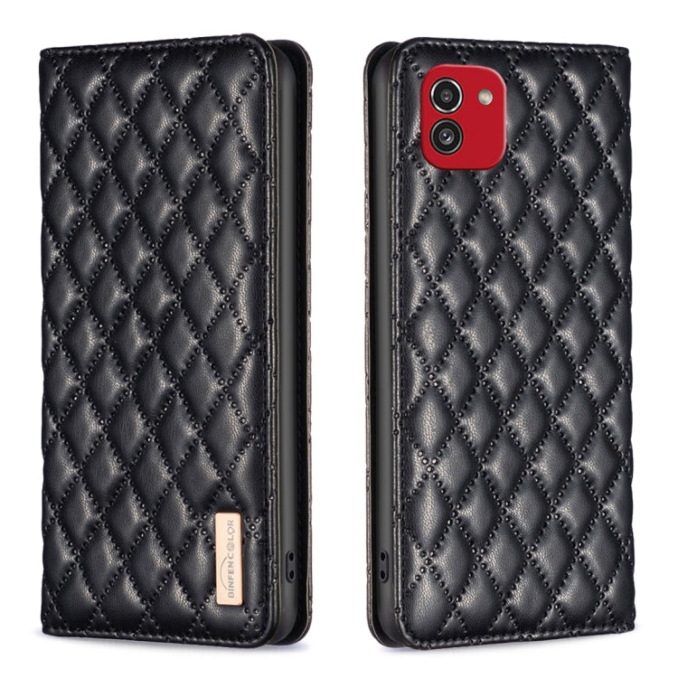 Custodia per telefono a conchiglia in pelle magnetica Diamond Lattice, For Samsung Galaxy A03 166mm, For Samsung Galaxy A03s / A02s, For Samsung Galaxy A04 4G, For Samsung Galaxy A12