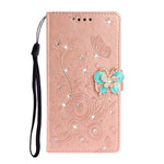 Custodia portafoglio in pelle goffrata con strass per Galaxy A01