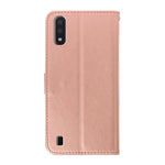 Custodia portafoglio in pelle goffrata con strass per Galaxy A01