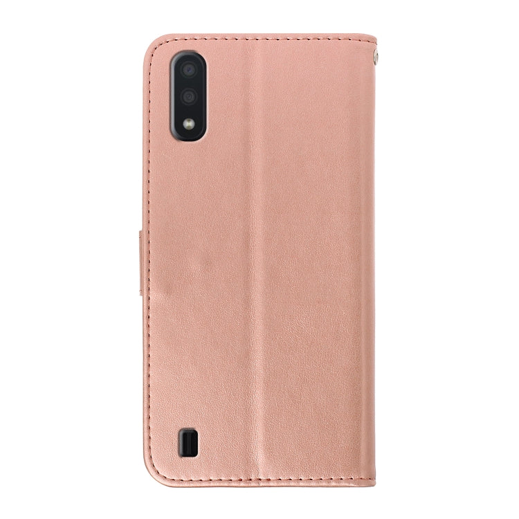 Custodia portafoglio in pelle goffrata con strass per Galaxy A01