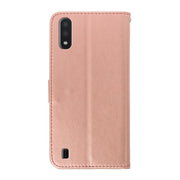 Custodia portafoglio in pelle goffrata con strass per Galaxy A01
