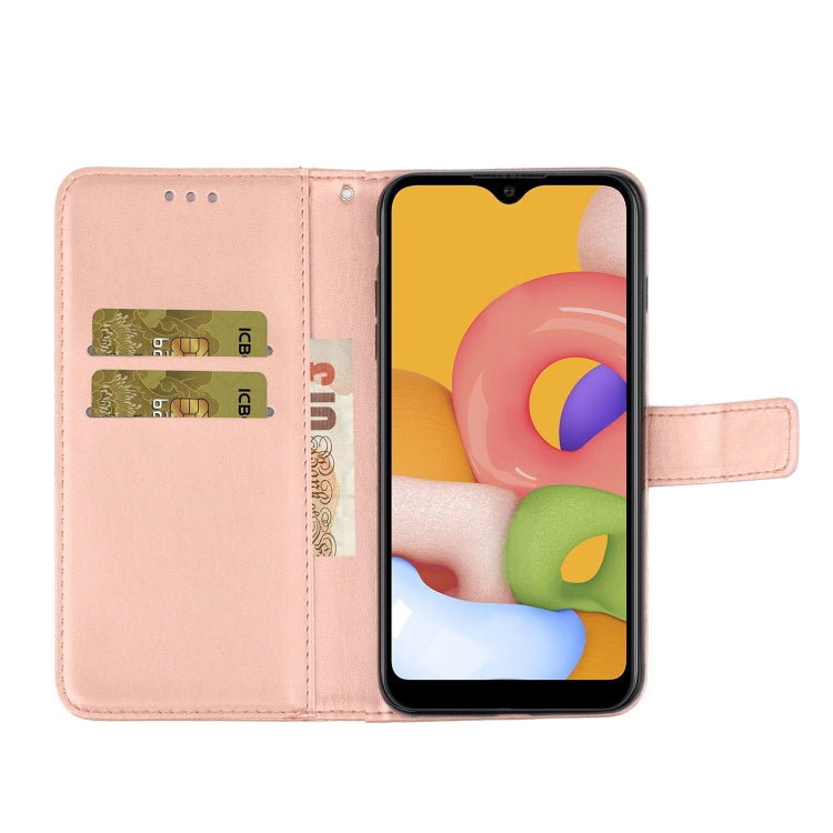 Custodia portafoglio in pelle goffrata con strass per Galaxy A01