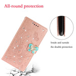 Custodia portafoglio in pelle goffrata con strass per Galaxy A01