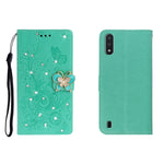Custodia portafoglio in pelle goffrata con strass per Galaxy A01