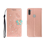 Custodia portafoglio in pelle goffrata con strass per Galaxy A01