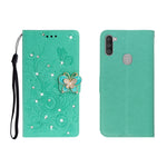 Custodia portafoglio in pelle goffrata con strass per Galaxy A01