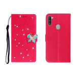 Custodia portafoglio in pelle goffrata con strass per Galaxy A01