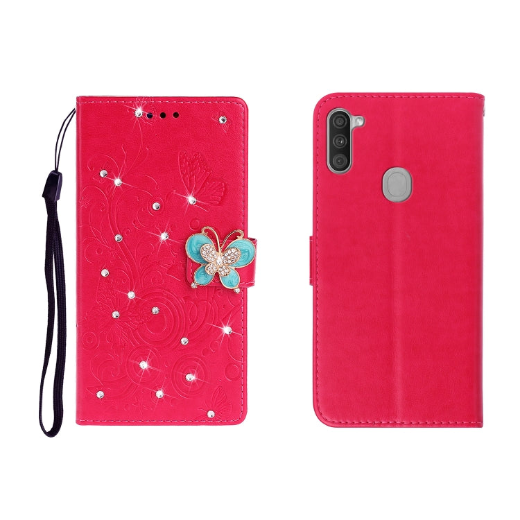 Custodia portafoglio in pelle goffrata con strass per Galaxy A01