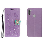 Custodia portafoglio in pelle goffrata con strass per Galaxy A01