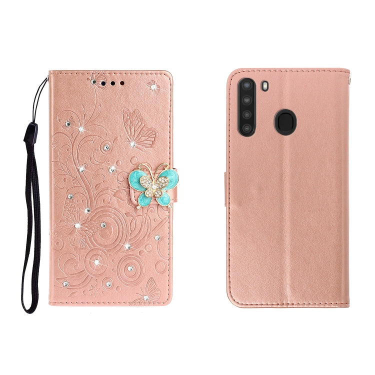 Custodia portafoglio in pelle goffrata con strass per Galaxy A01