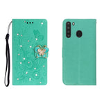 Custodia portafoglio in pelle goffrata con strass per Galaxy A01