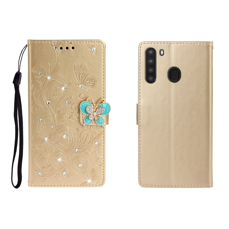 Custodia portafoglio in pelle goffrata con strass per Galaxy A01